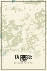 Retro US city map of La Crosse, Florida. Vintage street map.