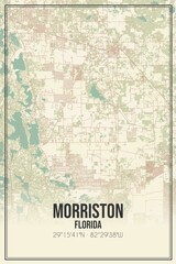 Retro US city map of Morriston, Florida. Vintage street map.