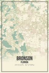 Retro US city map of Bronson, Florida. Vintage street map.
