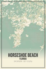 Retro US city map of Horseshoe Beach, Florida. Vintage street map.