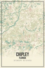 Retro US city map of Chipley, Florida. Vintage street map.
