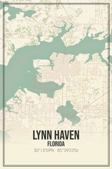 Retro US city map of Lynn Haven, Florida. Vintage street map.