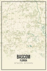 Retro US city map of Bascom, Florida. Vintage street map.