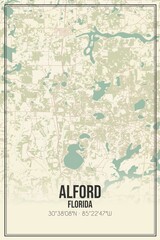 Retro US city map of Alford, Florida. Vintage street map.