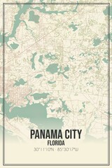 Obraz premium Retro US city map of Panama City, Florida. Vintage street map.