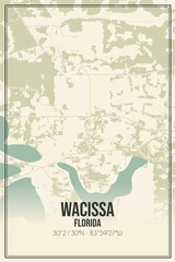 Retro US city map of Wacissa, Florida. Vintage street map.