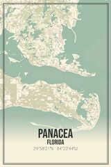 Retro US city map of Panacea, Florida. Vintage street map.