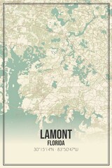 Retro US city map of Lamont, Florida. Vintage street map.