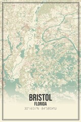 Obraz premium Retro US city map of Bristol, Florida. Vintage street map.