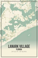 Fototapeta premium Retro US city map of Lanark Village, Florida. Vintage street map.