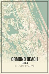 Retro US city map of Ormond Beach, Florida. Vintage street map.