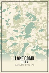 Retro US city map of Lake Como, Florida. Vintage street map.