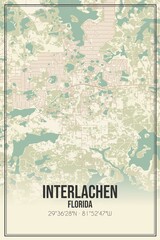 Fototapeta premium Retro US city map of Interlachen, Florida. Vintage street map.