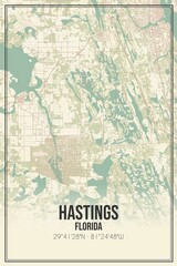 Retro US city map of Hastings, Florida. Vintage street map.