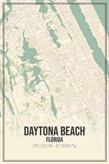 Retro US city map of Daytona Beach, Florida. Vintage street map.