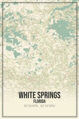 Retro US city map of White Springs, Florida. Vintage street map.