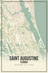 Retro US city map of Saint Augustine, Florida. Vintage street map.