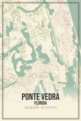 Retro US city map of Ponte Vedra, Florida. Vintage street map.