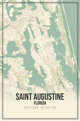 Retro US city map of Saint Augustine, Florida. Vintage street map.