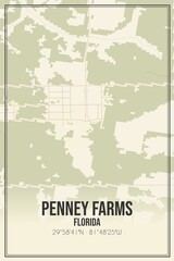 Retro US city map of Penney Farms, Florida. Vintage street map.