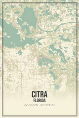 Retro US city map of Citra, Florida. Vintage street map.
