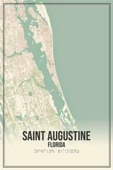 Fototapeta premium Retro US city map of Saint Augustine, Florida. Vintage street map.