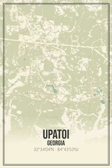 Retro US city map of Upatoi, Georgia. Vintage street map.