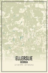 Retro US city map of Ellerslie, Georgia. Vintage street map.