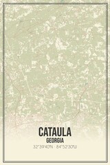 Retro US city map of Cataula, Georgia. Vintage street map.