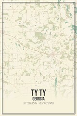Retro US city map of Ty Ty, Georgia. Vintage street map.