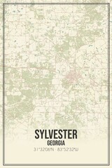 Retro US city map of Sylvester, Georgia. Vintage street map.