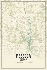 Retro US city map of Rebecca, Georgia. Vintage street map.