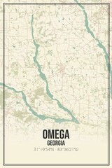 Retro US city map of Omega, Georgia. Vintage street map.
