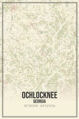 Retro US city map of Ochlocknee, Georgia. Vintage street map.