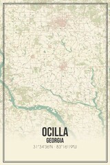 Fototapeta premium Retro US city map of Ocilla, Georgia. Vintage street map.