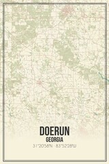 Retro US city map of Doerun, Georgia. Vintage street map.