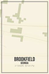 Retro US city map of Brookfield, Georgia. Vintage street map.