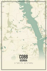 Retro US city map of Cobb, Georgia. Vintage street map.