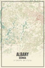 Retro US city map of Albany, Georgia. Vintage street map.