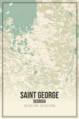 Retro US city map of Saint George, Georgia. Vintage street map.
