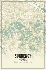 Retro US city map of Surrency, Georgia. Vintage street map.