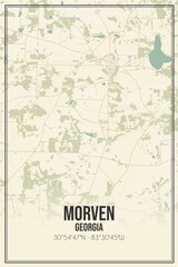 Retro US city map of Morven, Georgia. Vintage street map.