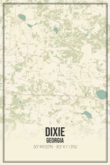 Retro US city map of Dixie, Georgia. Vintage street map.