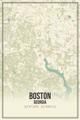 Retro US city map of Boston, Georgia. Vintage street map.