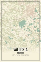 Retro US city map of Valdosta, Georgia. Vintage street map.