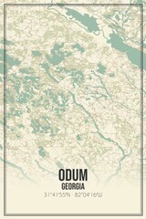 Fototapeta premium Retro US city map of Odum, Georgia. Vintage street map.