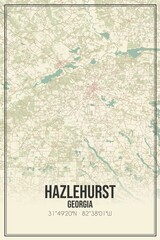 Retro US city map of Hazlehurst, Georgia. Vintage street map.