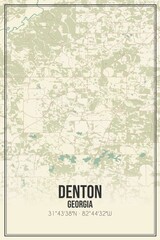 Retro US city map of Denton, Georgia. Vintage street map.