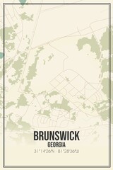 Retro US city map of Brunswick, Georgia. Vintage street map.