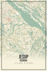 Retro US city map of Jesup, Georgia. Vintage street map.